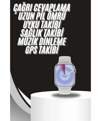 Akıllı Saat Gümüş Kasa Bluetooth Kulaklık Hediyeli Çok Fonksiyonlu İkili Set