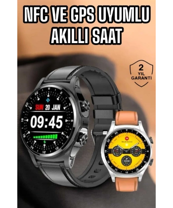 Akıllı Saat Titreşimli Pusula Nabız ve Tansiyon Ölçer NFC Uyumlu