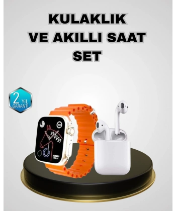 Akıllı Saat ve Kablosuz Kulaklık iOS Android Uyumlu Teknoloji Seti