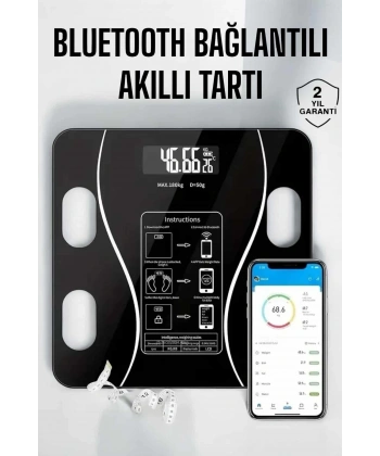 Akıllı Tartı Bluetooth Bağlantılı Yağ Ölçebilen Tartı Yeni Nesil