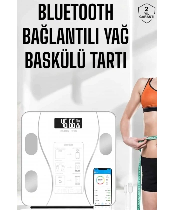 Akıllı Tartı Dijital Baskül Yağ Su Kas Vücut Kitle Kilo Ölçer Tartı