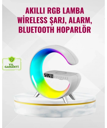 Akıllı Uyku Lambası Gündoğumu Alarmı Kablosuz Şarj ve Müzik Çalar