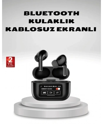 Aktif Gürültü Engelleme (ANC) Kablosuz Bluetooth Kulaklık – Dijital Ekranlı, Dokunmatik ve Uzun Pil Ömürlü