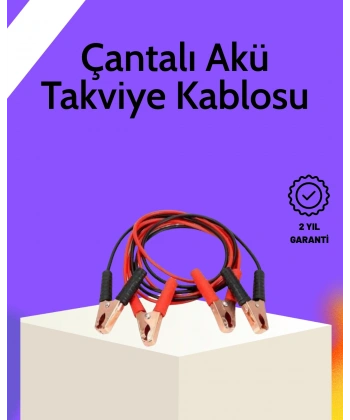 Akü Takviye Kablosu 1200A İzoleli Büyük Maşalı 2m Dayanıklı