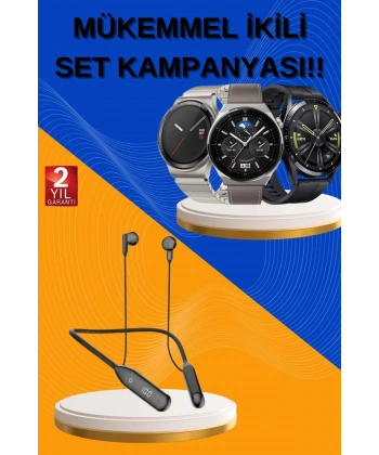 Alarm ve Titreşim Özellikli Akıllı Saat ve Mikrofonlu Kablolu Bluetooth Kulaklık 60 Saat