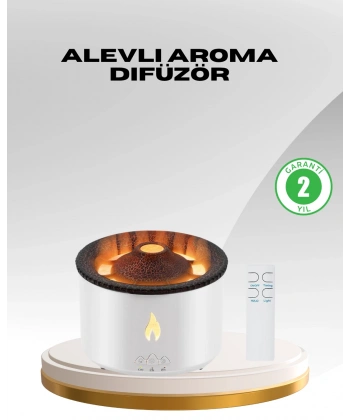 Alev Efektli Aromaterapi Difüzörü – 360 ml Su Hazneli, Sessiz ve Zaman Ayarlı