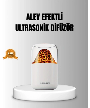Alev Efektli Ultrasonik Uçucu Yağ Difüzörü 280ml Su Tanklı ve Sessiz Çalışma Özellikli