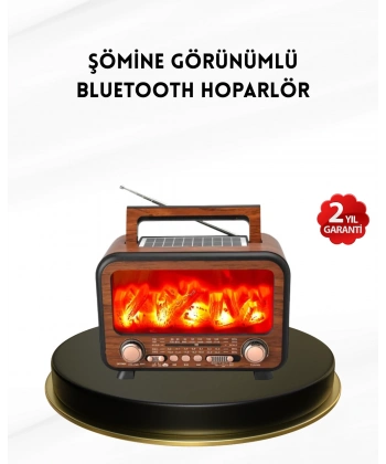 Alev Işığı Efektli Solar Bluetooth Hoparlör Radyo Destekli Taşınabilir Model