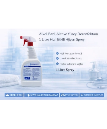 Alkol Bazlı Alet ve Yüzey Dezenfektanı 1 Litre Hızlı Etkili Hijyen Spreyi 1 ADET