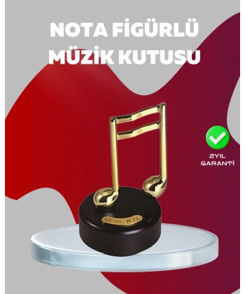 Altın Nota Figürlü Dönen Müzik Kutusu Dekoratif Music Box