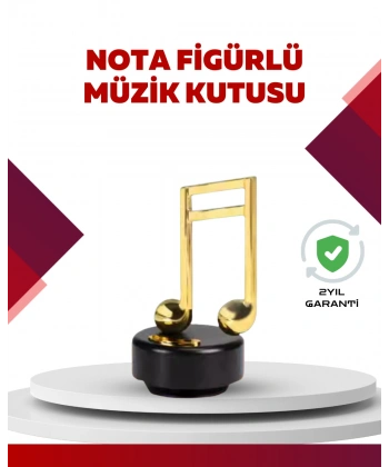 Altın Nota Temalı Müzik Kutusu  Müzikli Hediyelik