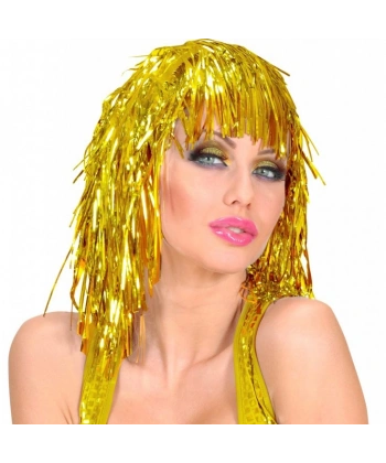 Altın Sarısı Işıltılı Metalize Parti Peruğu