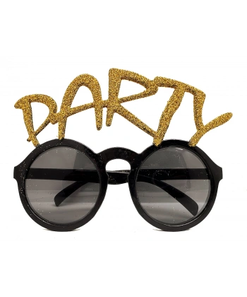 Altın Simli Party Yazılı Parti Gözlüğü Show 15x7 cm