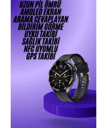 Amoled Ekran 3 Kordonlu Akıllı Saat 5.0 Bluetooth Bağlantılı Android ve İOS Uyumlu