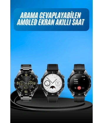 Amoled Ekran 3 Kordonlu Akıllı Saat 5.0 Bluetooth Bağlantılı Android ve İOS Uyumlu