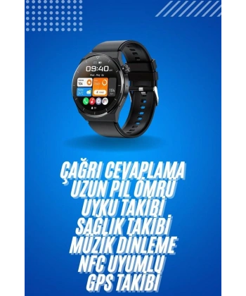 Amoled Ekran Metal Deri Silikon Kordonlu Uyku ve Sağlık Takibi