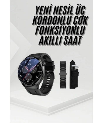 Amoled Ekran Metal Deri Silikon Kordonlu Uyku ve Sağlık Takibi