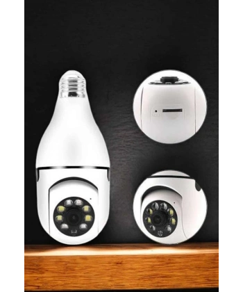 Ampul Görünümlü Güvenlik Kamerası Duylu Wifi Kamerası Dönebilen
