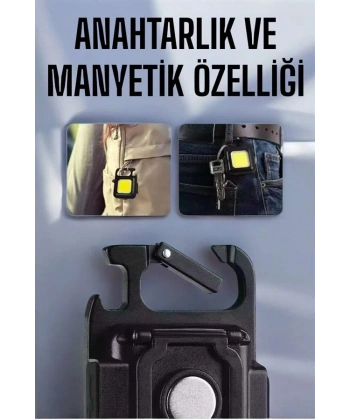 Anahtarlık Çok Amaçlı Mıknatıslı Taşınabilir Işık Led Şarjlı