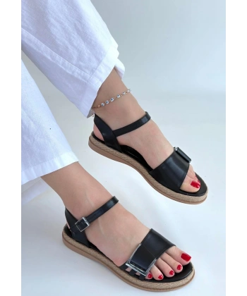 Andana Siyah Cilt Sandalet