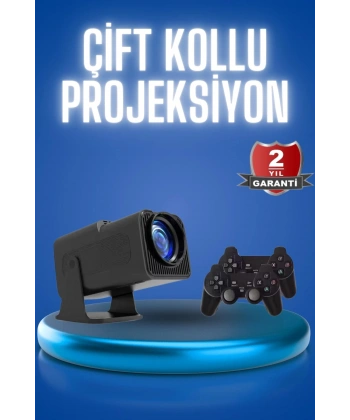 Android Projeksiyon Siyah Taşınabilir Sinema Projektörü 4k 1080p Ev Sineması Bluetooth