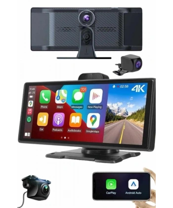 Android ve İOS Uyumlu Ön Arka Çift Kameralı Araç Ekranı Dokunmatik CarPlay