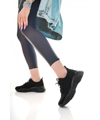 Ante Siyah Triko Bağcıklı Spor Ayakkabı