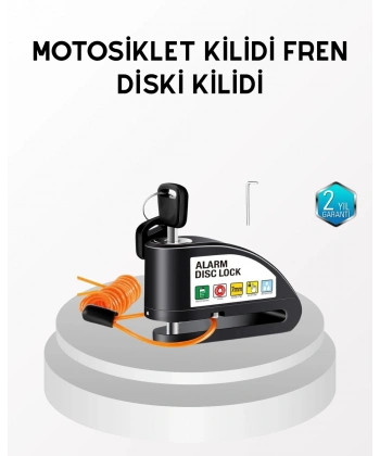 Anti Hırsızlık 110 dB Alarm Disk Fren Kilidi Suya Dayanıklı Çelik Güvenlik Kilidi
