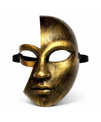 Antik Efektli Altın Yarım Yüz Plastik Parti Maskesi