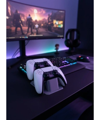 Antrasit İkili Gamepad Tutucu 7x18 cm Masa ve Raf Düzeni