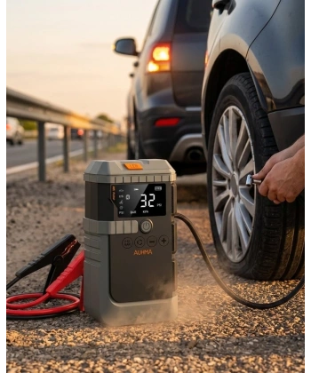 Araç Akü Takviye Powerbank Lastik Şişirme Kompresörü LED Işıklı Çok Fonksiyonlu Acil Durum Cihazı