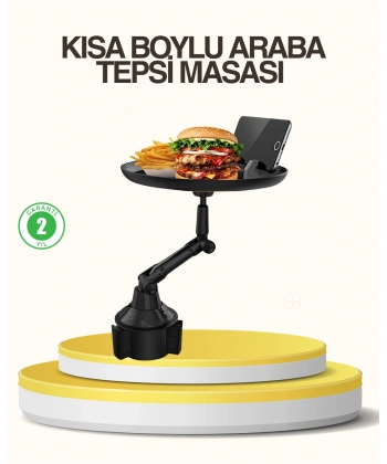 Araç Bardaklık Tepsisi 360° Dönebilen Kol Ayarlı Geniş Yemek Alanlı