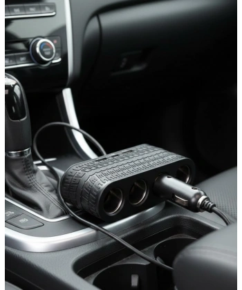 Araç Çakmak Çoklayıcı 4 Çıkışlı 2 USB ve Type C Girişli Çok Fonksiyonlu Şarj Ünitesi