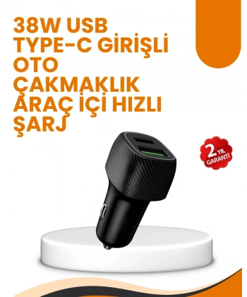 Araç Çakmak Girişli 38W Hızlı Şarj Aleti – İki Cihaz Destekli