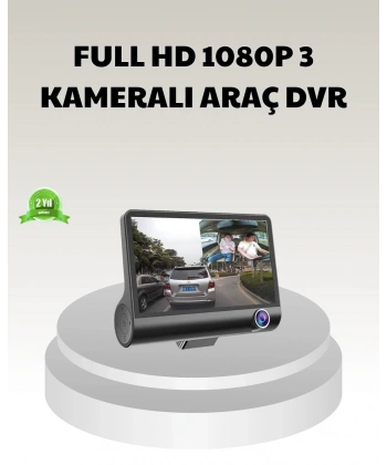 Araç DVR Kamerası 3’lü 170° Geniş Açılı Full HD ve Park Destekli