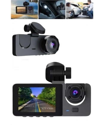Araç İçi Dikiz Kamerası Sürüş Kaydedici 3 Lensli DVR Kamera