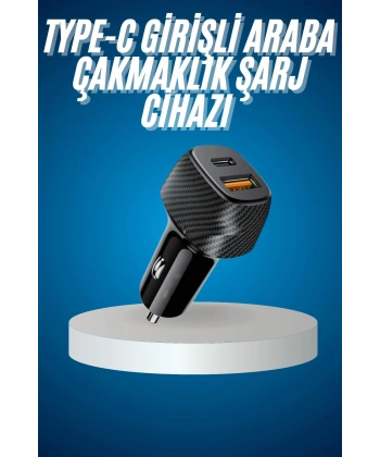 Araç İçi Hızlı Şarj Soketi 38W Oto Çakmaklık Type-C Araba Çakmaklık