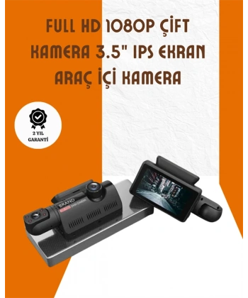 Araç İçi ve Ön Kameralı 3 İnç IPS Ekranlı Full HD Güvenlik Kamerası