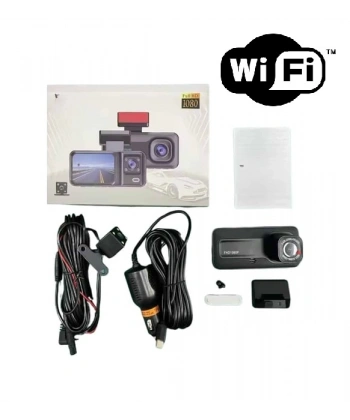 Araç Kamerası - 3 Kameralı Wifi Ön , İç ve Arka Full HD DVR Araç İçi Ekranlı Kamera