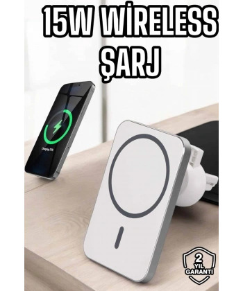 araç uyumlu Kablosuz 15W Taşınabilir Şarj Aleti Çift Kablo