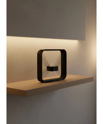 Askılı Kare Mumluk Duvar Dekoru Loş Salon ve Modern Mekanlar