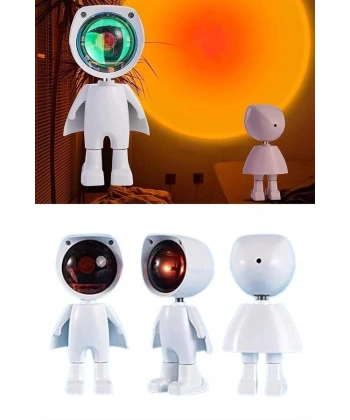 Astronot Işık Projektörü Gökkuşağı Projeksiyon Gece Lambası Hediyelik