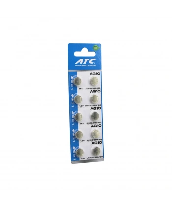 ATC ALKALİNE BUTTON BATTERY AG10 LR-1130/389/189 DÜĞME PİL ALKALİN 1.5V 10LU KART