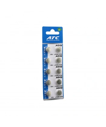 ATC ALKALİNE BUTTON BATTERY AG13 LR-44/A76 DÜĞME PİL ALKALİN 1.5V 10LU KART
