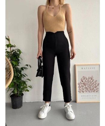 Atlas fletolu pantolon siyah