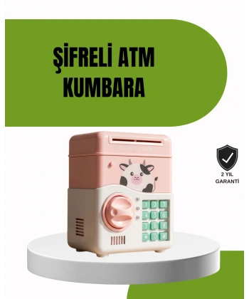 ATM Tasarımlı Pembe Işıklı Sesli Çocuk Kumbarası