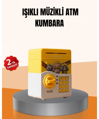 ATM Tasarımlı Sarı Işıklı Sesli Elektronik Kumbara