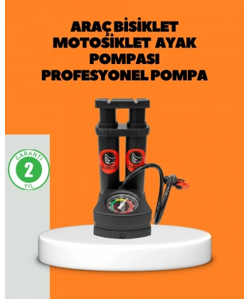 Ayaklı Bisiklet Pompası Basınç Göstergeli Çok Amaçlı