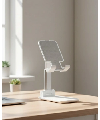 Ayarlanabilir Ergonomik Katlanabilir Masaüstü Telefon Tutucu Beyaz