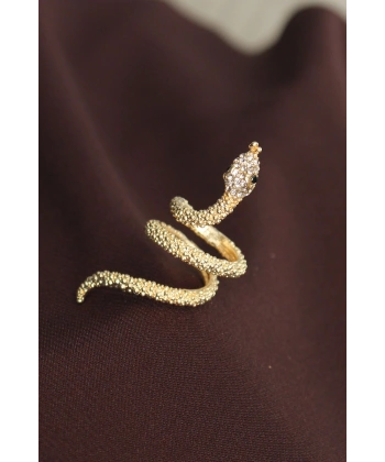 Ayarlanabilir Gold Renk Zirkon Taşlı Yılan Yüzük